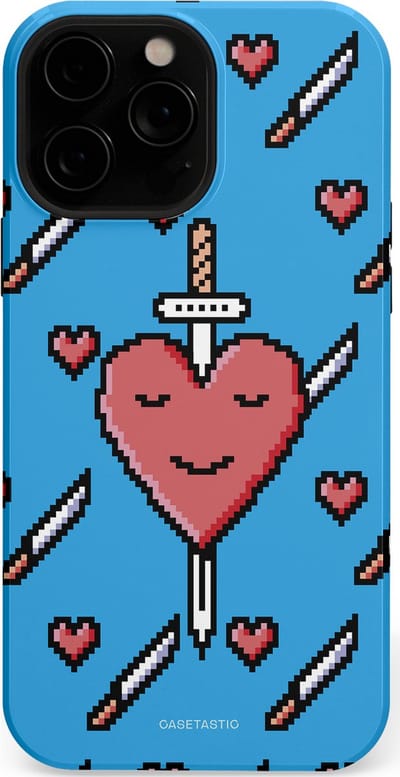 Casetastic hoesje geschikt voor Apple iPhone 13 Pro Max - MagSafe - Dubbellaagse bescherming - Zwaard saga - Fashion Case - Lichtblauw Zwart Koraal