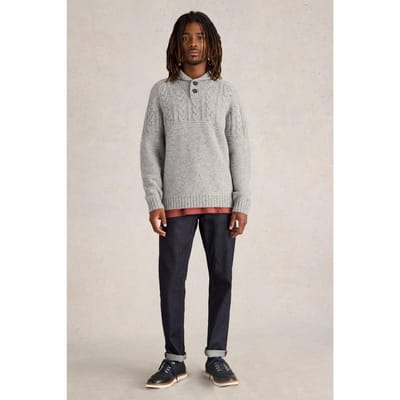 White Stuff Berkley Shawl Neck Jumper Light Grey Maat: L | Sweaters Outlet | Heren | Grijs