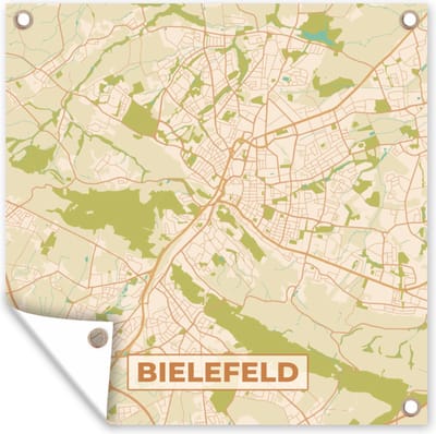 Tuin poster Plattegrond - Stadskaart - Vintage - Bielefeld - Kaart - 200x200 cm - Tuindoek