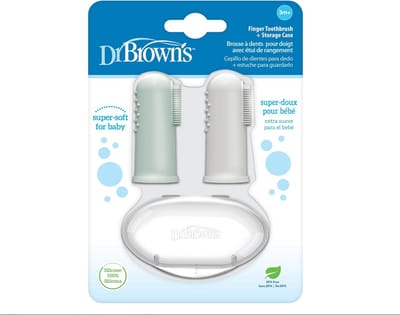 Dr. Brown's Baby Vingertandenborstel & Tandenborstel Set – 2 Stuks – Zachte Siliconen – Eerste Tandjes – 0-3 Jaar