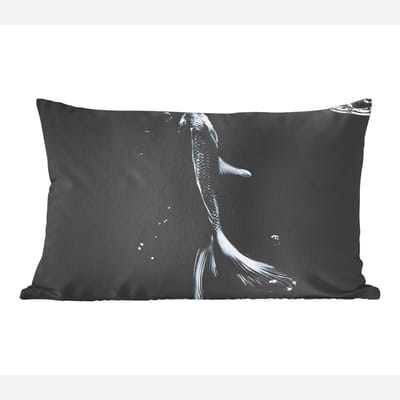 Sierkussens - Kussentjes Woonkamer - 50x30 cm - Koi - Vissen - Water - Zwart