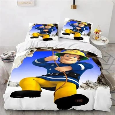 Cartoon Brandweerman Sam Speelgoed Beddengoed Set Dekbedovertrek Bedset Dekbedovertrek Kussensloop Dekbed King Queen Maat Jongens Volwassenen Beddengoedset US King 264x228cm