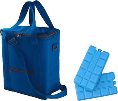Koeltas van 36 x 30 x 17 cm blauw met 6x stuks koelelementen - 18 liter inhoud - Koeltassen compleet
