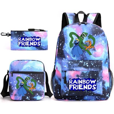 Rainbow Friends Omringende Rugzak Basisschoolleerling Sterrenhemel Schooltas Driesets 17 inch backpack