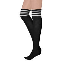 Apollo - Cheerleaders sokken - Cheerleader kousen - Zwart/Wit - One Size - Cheerleader kostuum dames - Carnavalskleding - Cheerleader