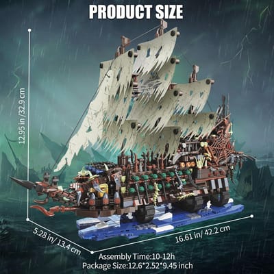 2159 PIÈCES Le Navire Pirate Joueur Kit de Jouets Blocs de Construction Brique avec Lumière Anniversaire Décoration de Bureau Cadeaux gray