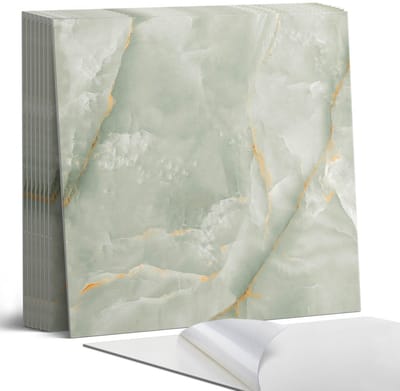 Coloray Plaktegels - Natuurlijk marmerpatroon Portugese Tegels - 30 cm x 30 cm - Groente Plaktegels - 9 stuks - Vierkant PVC Tegels - Plaktegels Keuken - Zelfklevende Vloertegels - Vinyltegels Vloer Zelfklevend - Zelfklevende Tegels