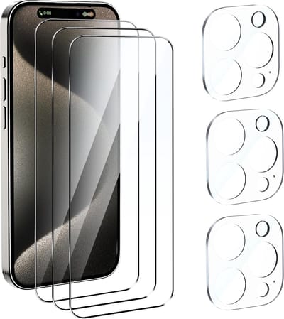 Screenprotector 3x en Camera lens protector 3x - Glasplaatje - Tempered glass Screen protector Geschikt voor: iPhone 16 Pro - Beschermglas