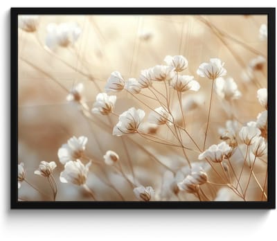 Poster in lijst - Fotolijst 70x50 cm - Posters - Wilde - Bloemen - Wit - Posterlijst zwart - Decoratie - Wanddecoratie woonkamer - Muurdecoratie slaapkamer