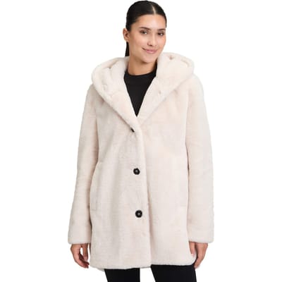 Behaaglijk zachte mantel in bontlook - beige - Gr. 42 van Goldner Fashion