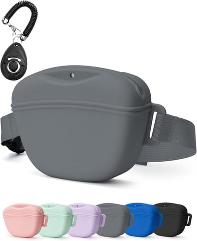 Hondensnoepzak met Trainingsclicker en Sterke Magneetsluiting, 400ml Siliconen Tas voor Dieren Training en Wandelen