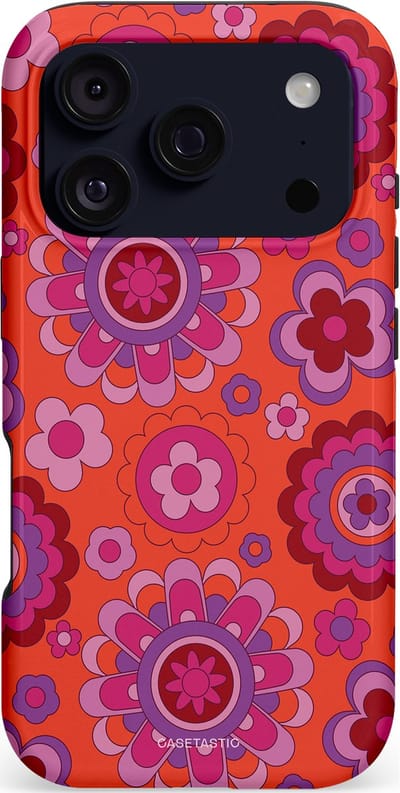 Casetastic hoesje geschikt voor Apple iPhone 17 Pro - MagSafe - Dubbellaagse bescherming - Retro warmte - Fashion Case - Rood Lavendel Roze