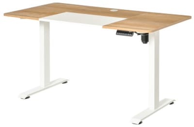 Bureau Elektrisch verstelbaar bureau, studeertafel, werktafel, verstelbare hoogte, geschikt voor de slaapkamer, studeerkamer, woonkamer, kantoor, 140 x 70 x 72-116 cm, wit, metaal