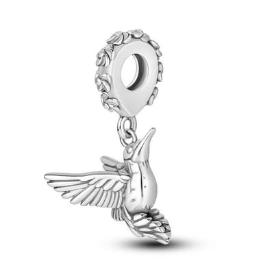 Fler® | Bedel | Past op populaire bedelarmbanden (standaard - 3mm) | Kolibrie Bedel | Hangbedel Charm | 925 sterling zilver | Valentijnsdag Cadeau | Sinterklaas kado | Kerstcadeau | Verjaardagsgeschenk | Vriendschap