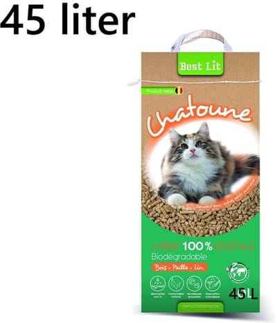 Chatoune kattenbakvulling 45 liter - biologisch afbreekbaar - 100% natuurlijk - absorptie 200% - kleeft niet - bescherm onze planeet