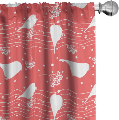 ABAKUHAUS Gordijnen – 2x 75x245 cm – Microvezel, halverduistering, donker koraal/wit