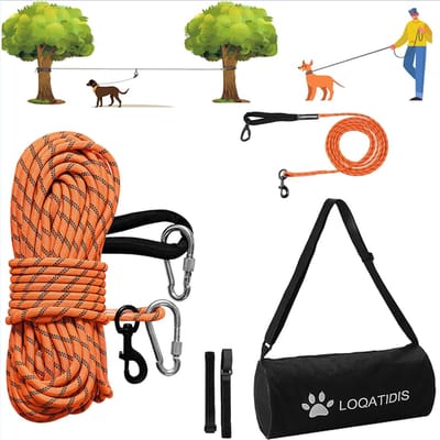 Multifunctioneel Trolley Systeem voor Honden - 15m/30m Verstelbare Kabel met Harnas en Schoudertas