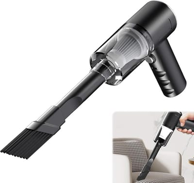 Handstofzuiger voor in de auto, draadloos ontwerp, krachtige zuigkracht van 3000 Pa, 4-in-1 draagbare stofzuiger/föhn, met wasbaar filter, oplaadbaar - Zwart