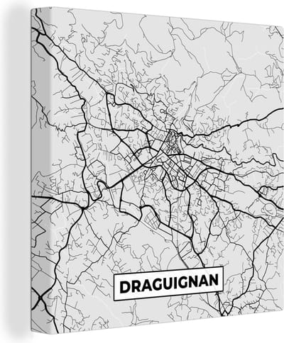 Canvas Schilderij Frankrijk – Plattegrond – Kaart – Draguignan – Stadskaart - 20x20 cm - Wanddecoratie