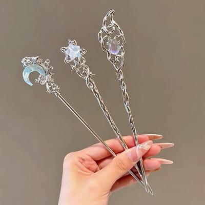 1/3 stuks Franse Haarspeld Dames Haaraccessoires Zoete Sterren Maan Edelstenen Geschikt Voor Dagelijkse Feesten Modieuze Haar
