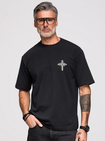 OMBRE T-shirt - Loose Fit - Katoen - Korte Mouw Zwart S
