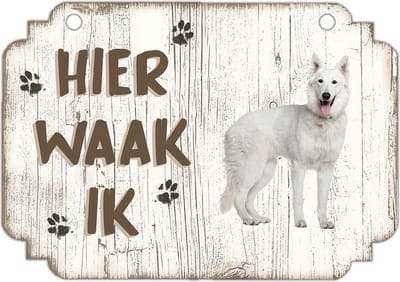 Hier Waak Ik: Husky | Waakbord | Spreukenbord | Hondenras | Hond | Betreden op eigen risico | Pas Op Voor De Hond | Deurbordjes | Bewaker Van Dit Huis