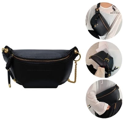 San Vitale® - Vegan leren heuptas Dames - Festival - Fanny pack - Schoudertas - Crossbody - Slingbag - Zwart