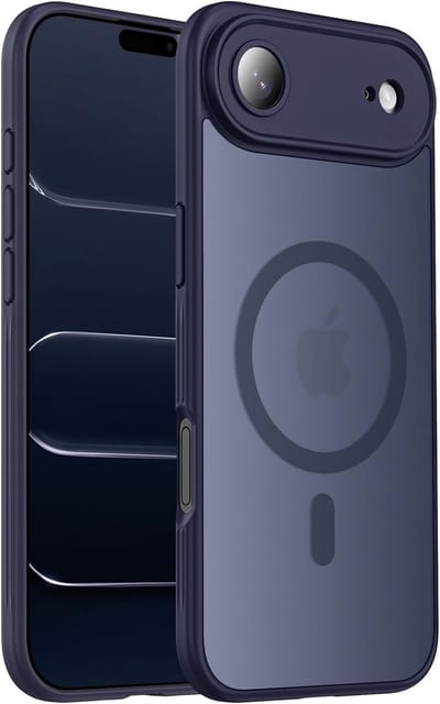 Hoesje Geschikt voor iPhone Air Hoesje Donker Blauw - Hoesje Geschikt voor MagSafe iPhone Air - Shockproof Back Cover met Lens beschermer