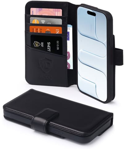 MobyDefend Hoesje - Geschikt voor iPhone Air - Luxe Leren Wallet Bookcase - Zwart