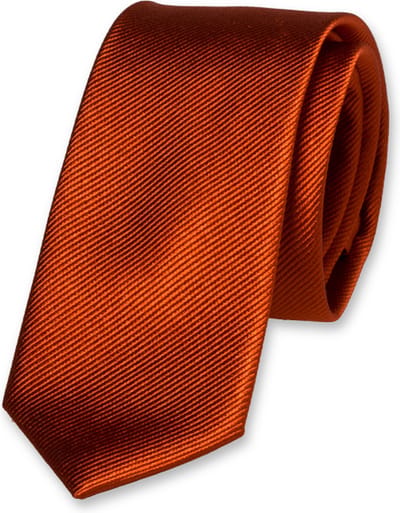 E.L. Cravatte Smalle Stropdas - Rusty - 100% Zijde