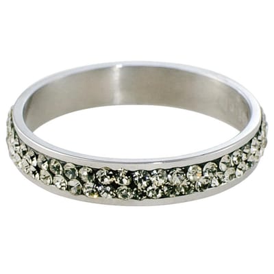 Quiges Stapelring Dames - Vulring Grijs Zirkonia - RVS Zilverkleurig - Maat 19 - Hoogte 4mm