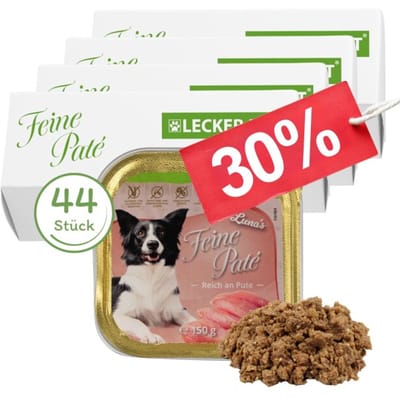 44 x 150 g Lecker.Pet® Luna's Feine Paté Reich an Pute hondenvoer natvoer compleet voer