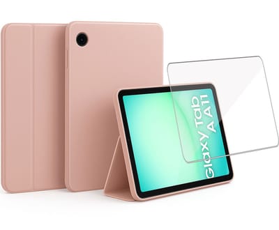 ChiGuard Hoesje & Screenprotector geschikt voor Samsung Galaxy Tab A11 Hoesje – Gehard Glas - Shock Proof Hoesje – Smart Cover - Rose