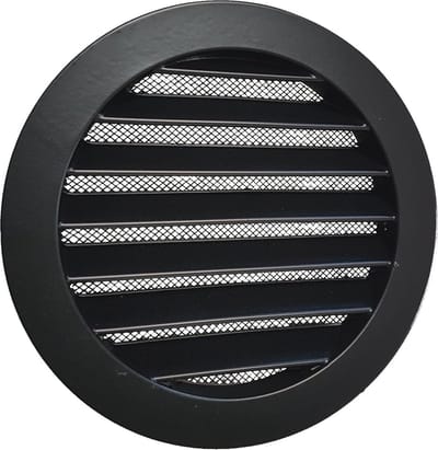 Weerbestendig rooster zwart Ø 125 mm aluminium voor buiten
