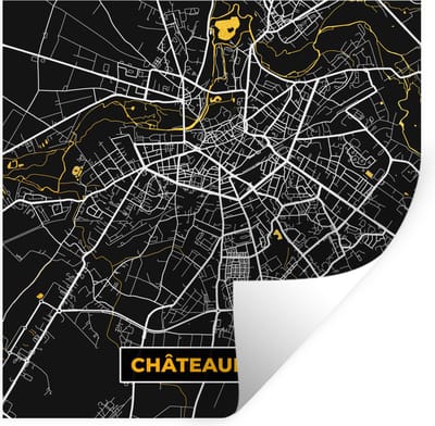Muurstickers - Sticker Folie - Kaart - Plattegrond - Frankrijk - Châteauroux - Stadskaart - 100x100 cm - Plakfolie - Muurstickers Kinderkamer - Zelfklevend Behang XXL - Zelfklevend behangpapier - Stickerfolie