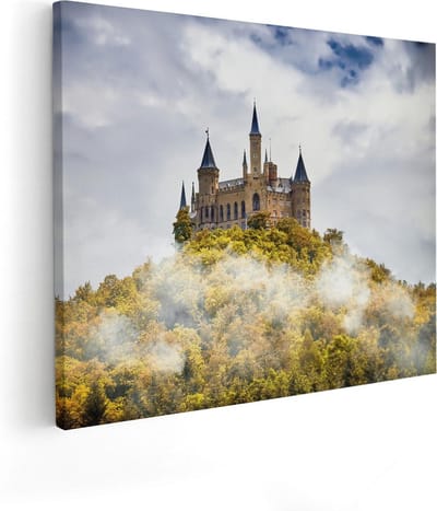 Artaza Canvas Schilderij Landschap - 50x40 cm - Wanddecoratie Bergen - Muurdecoratie Bos - Kamer Accessoires Herfstkleuren