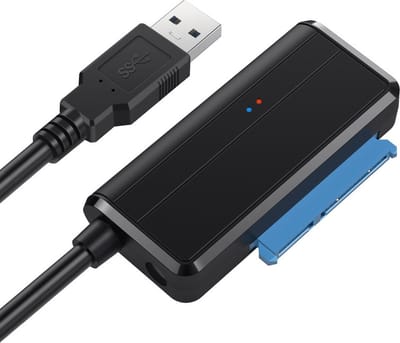 USB 3.0 naar SATA adapter kabel - Data kabel voor harde schijf / schijven - uitbreiden - 2,5 / 3,5 inch SSD HDD lezer met indicator lampje - zwart