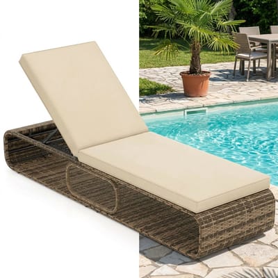 Ligbed - Tuin - Zonnebed - Ligstoel - Loungebed - Weerbestendig - Verstelbaar - Buiten - Opklapbaar - Beige