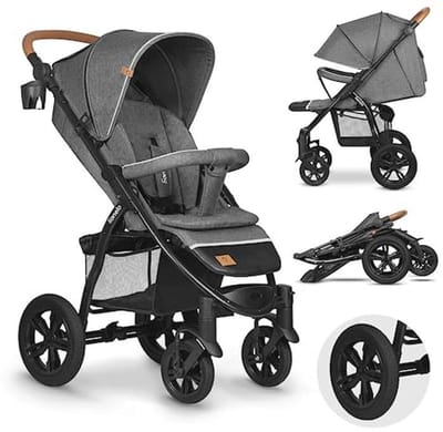 LIONELO ANNET TOUR Kinderwagen – lichtgewicht, 1-hand opvouwbaar, verstelbare rug/voetsteun tot ligstand, grote wielen, XXL luifel, voetenzak, klamboe, tot 22 kg, Veilig Comfortabel Kinder Buggy Baby