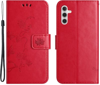 Coverup Hoesje - Geschikt voor Samsung Galaxy A35 Hoesje - Coverup Bloemen & Vlinders Book Case - Roze