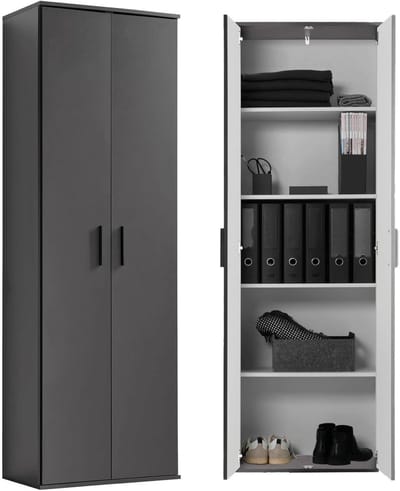 mokebo Opbergkasten Bureaukast 'Der Lange' (60 x 180 cm) multifunctionele Archiefkast in antraciet zwart hout