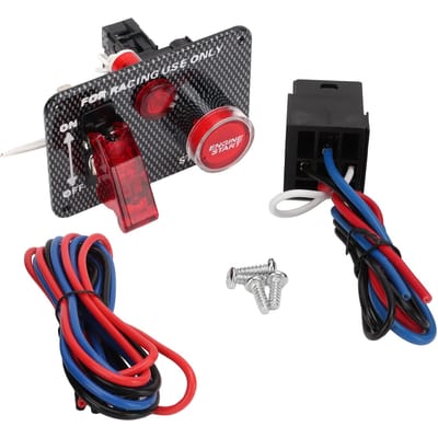 Ontstekingsschakelaar Paneel Kit 12V 40A Koolstofvezel Racing Stijl Aluminiumlegering Universeel voor Automobiel black