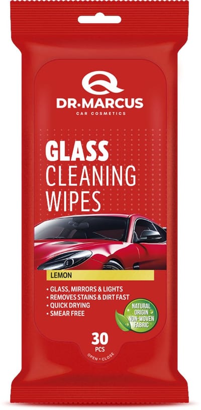 Dr. Marcus Titanium Line Inside Glass Wipes - Glasreinigingsdoekjes - Voor het stralend schoonmaken van de binnenkant van de autoruit - 30 stuks - Lemon