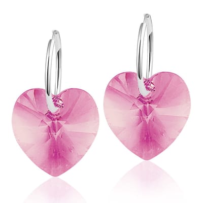 Montebello Oorbellen Delfin HZ63 - Swarovski Hart - 925 Zilver Gerhod.- Ø18mm - 28mm