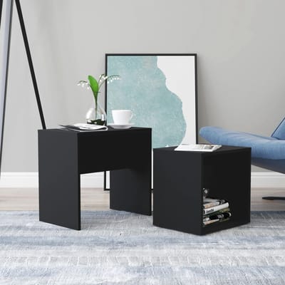 vidaXL - Salontafelset - 48x30x45 - cm - bewerkt - hout - zwart