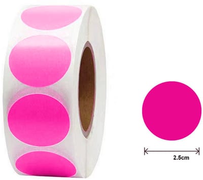 500 Etiketten Rond Roze Stickers 25 mm op Rol - Stippen Stickers - Label Blanco Stickers Gekleurd - Sluitzegel