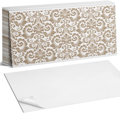 Coloray Plaktegels - Plantenpatroon met ornamenten Zelfklevende Wandtegels - 40 cm x 20 cm - Beige Plaktegels - 10 stuks - Rechthoek PVC Tegels - Plaktegels Badkamer - Vloertegels Zelfklevend - Vinyltegels Vloer Zelfklevend - Portugese Tegels