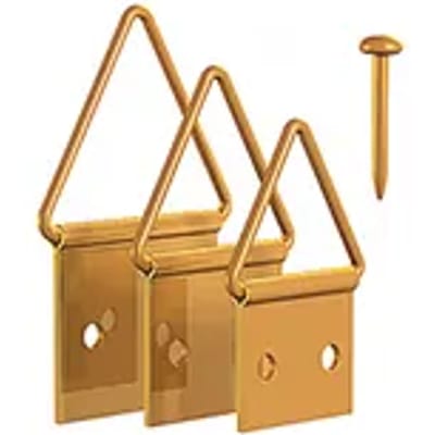 Duraline Ophangset Voor Lijst Phs S/12 Klapogen+nagels - Voor Houten Kader - Messing - 12 Stuks