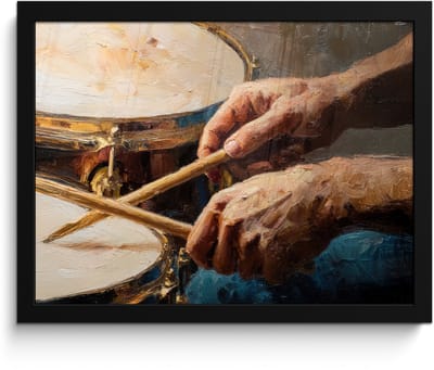 Poster in lijst - Fotolijst 40x30 cm - Posters - Drumstokken - Olieverf - Man - Posterlijst zwart - Decoratie - Wanddecoratie woonkamer - Muurdecoratie slaapkamer