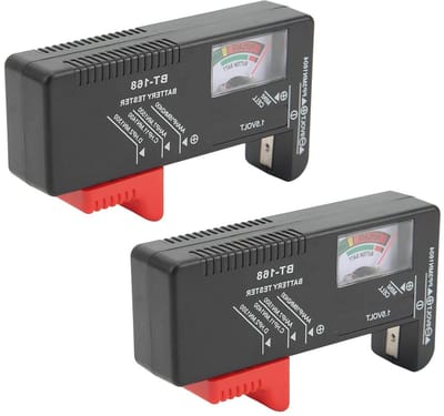 Batterijtester - Batterijniveaucontrole Kalibratieschaal - Batterijen Testen - Wijzerontwerp - 2 Stuks - Zwart